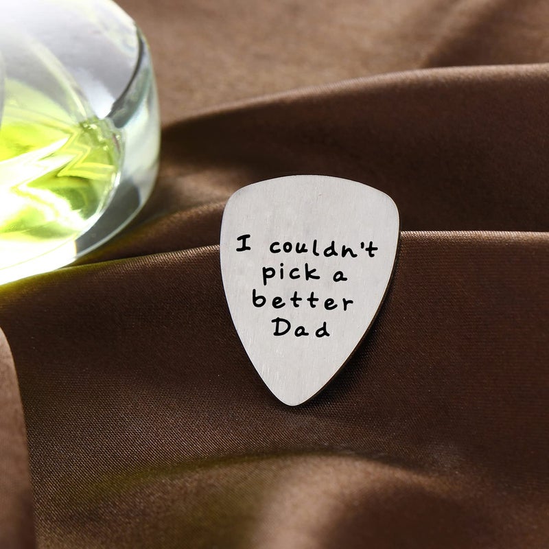 YeeQin I Couldn't Pick a Better Dad Mens Stainless Steel Guitar Pick Gift for Daddy Papa Father - Image 2